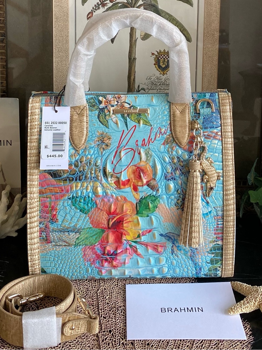 🌴🌸 NWT!! A BRAHMIN EXCLUSIVE! MULTI BANNER CAROLINE SATCHEL